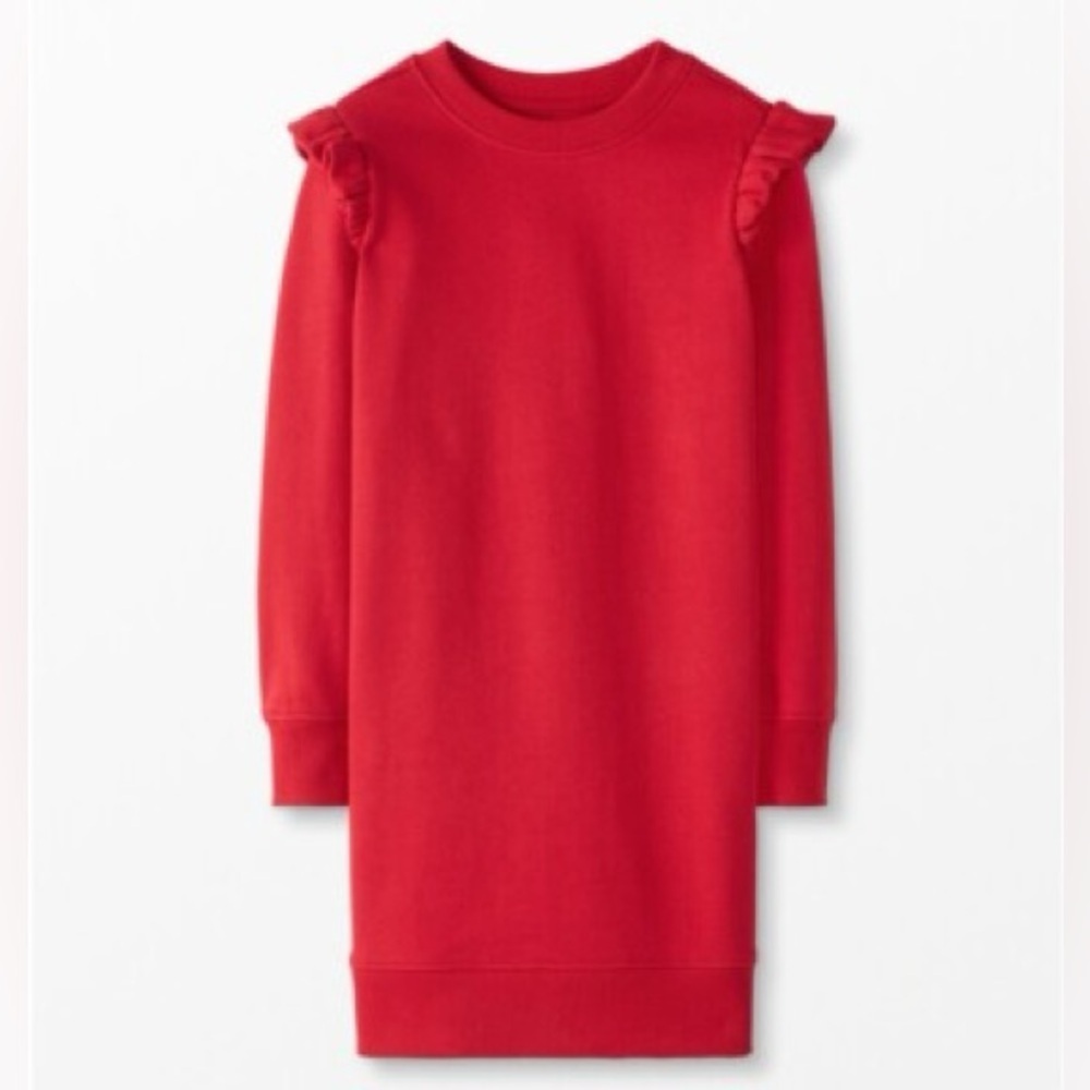 Hanna Andersson French Terry Red Ruffle Sweatshirt Dress 110/5